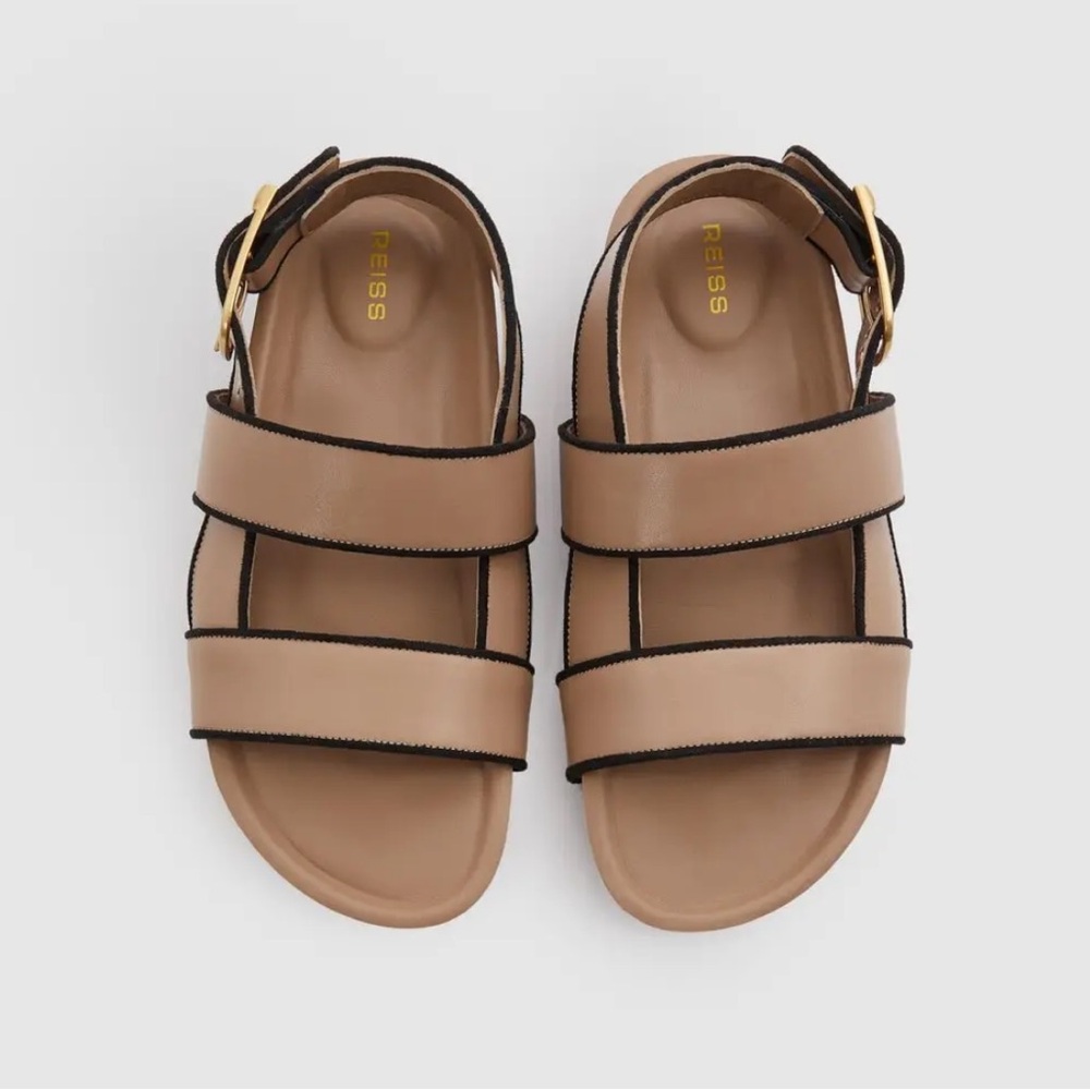 REISS Samantha Platform chunky strap buckle leather Sandal 5.5